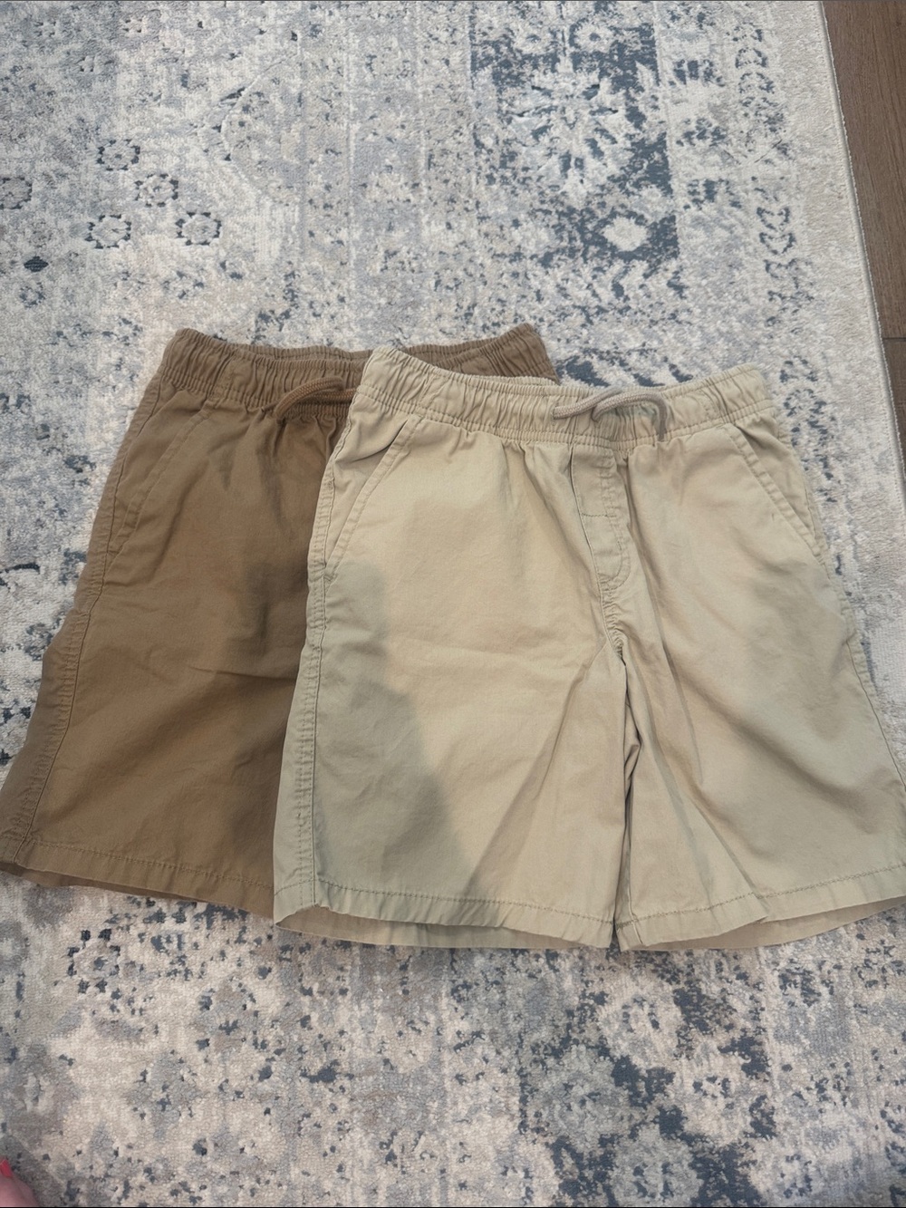 Cat & Jack Beige Elastic Waist Shorts uniform shorts - Two-Tone Khaki Set
